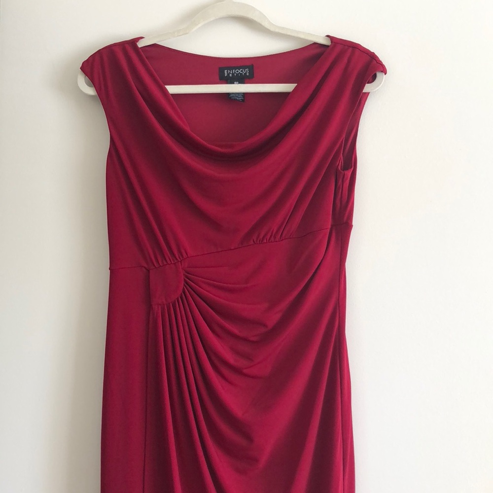 Wine Colored Mock Wrap Dress